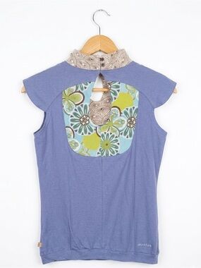 Skunkfunk SFK Itura Mixed Print Cutout Top Blue Floral Size 3 US 8 Organic